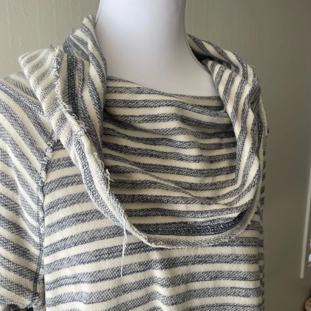 Free People Striped Gray Cowl‎ Neck Sweater